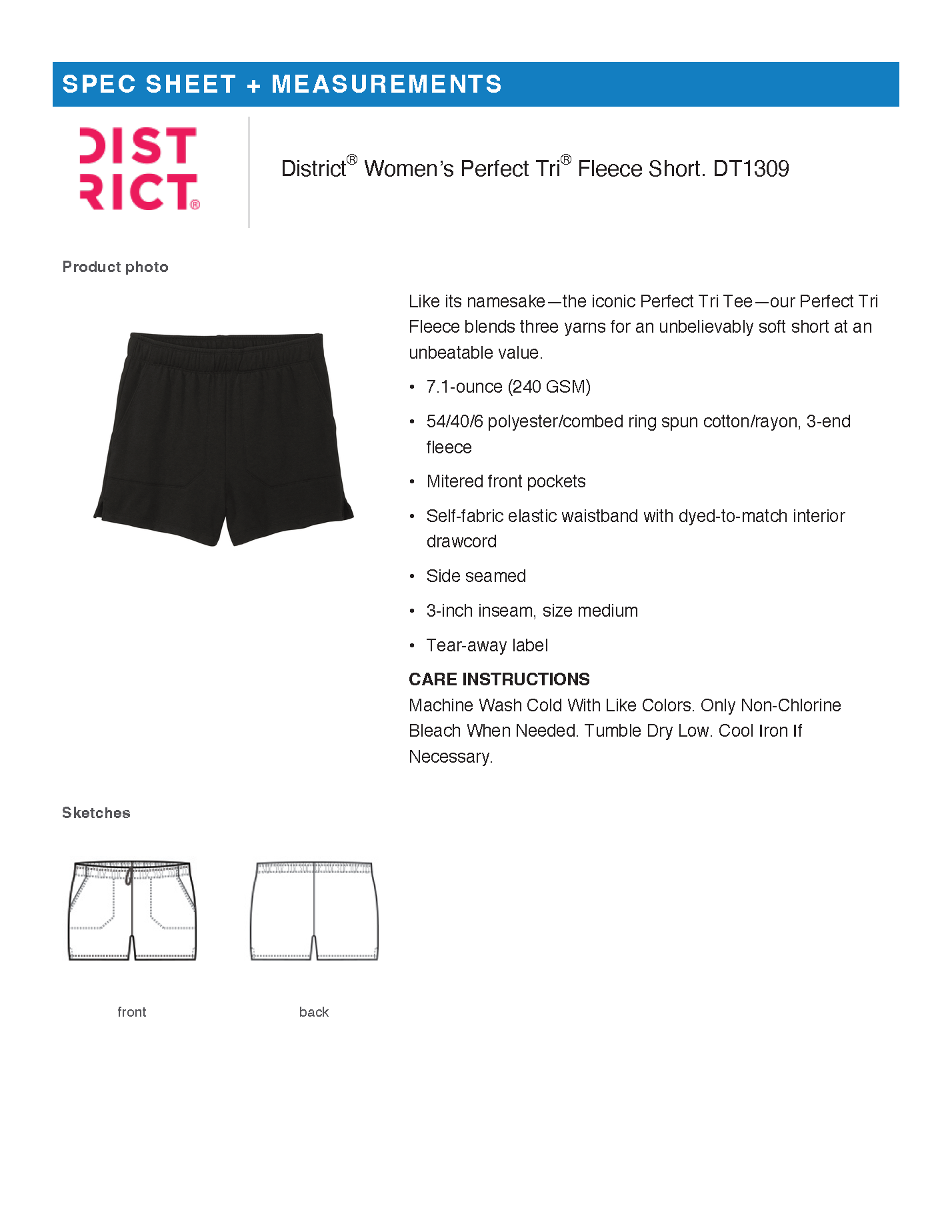 FiA Gear - District Women’s Perfect Tri Fleece Short