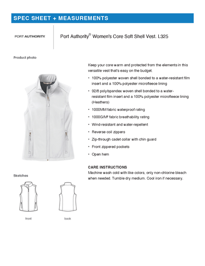 FiA Gear - Port Authority Women's Core Soft Shell Vest