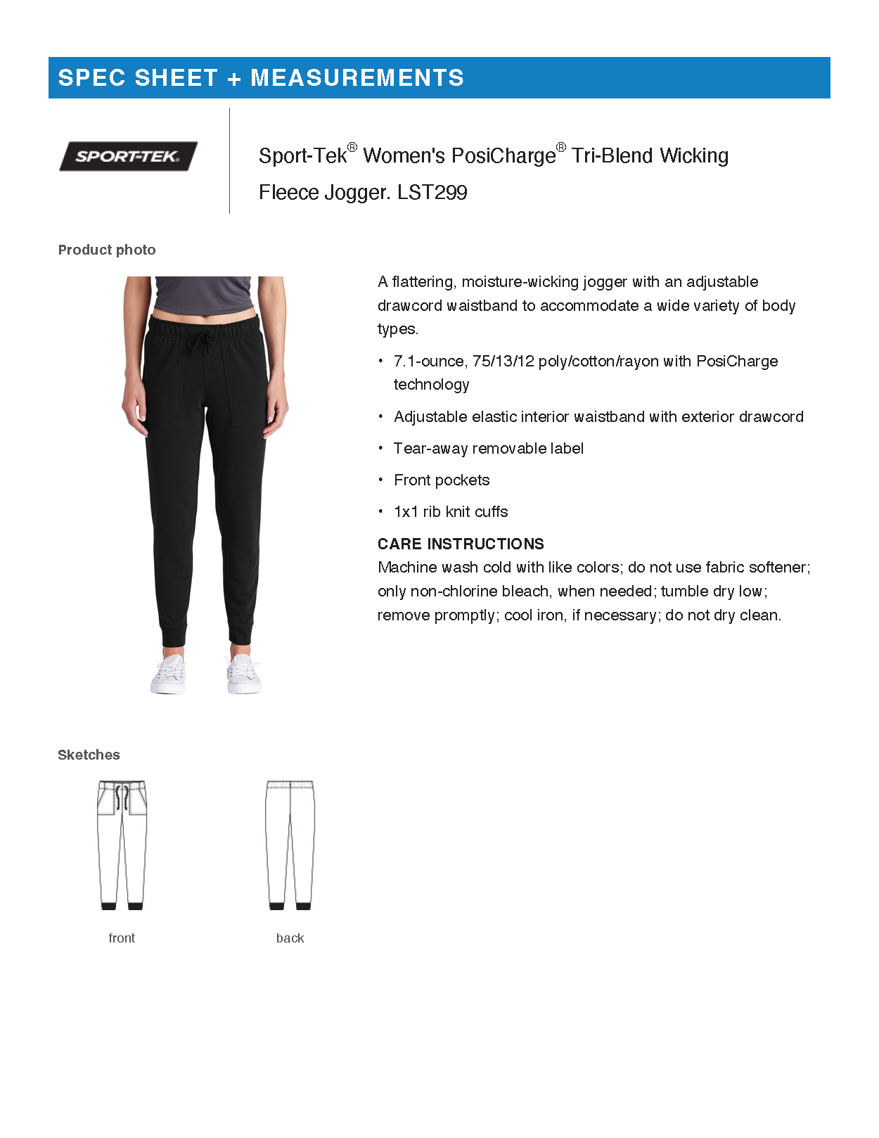 FiA Gear - Sport-Tek Women's Tri-Blend Wicking Fleece Jogger