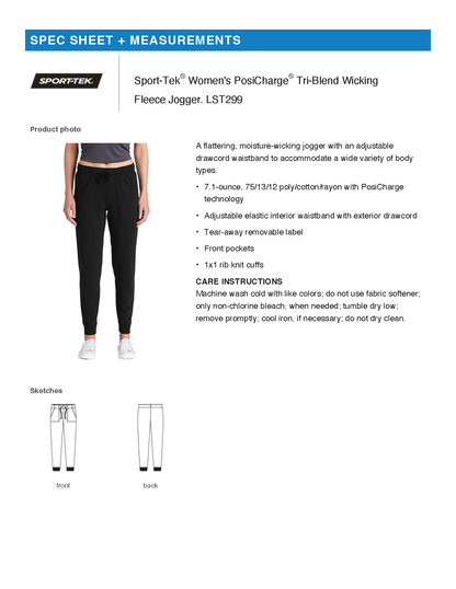 FiA Gear - Sport-Tek Women's Tri-Blend Wicking Fleece Jogger