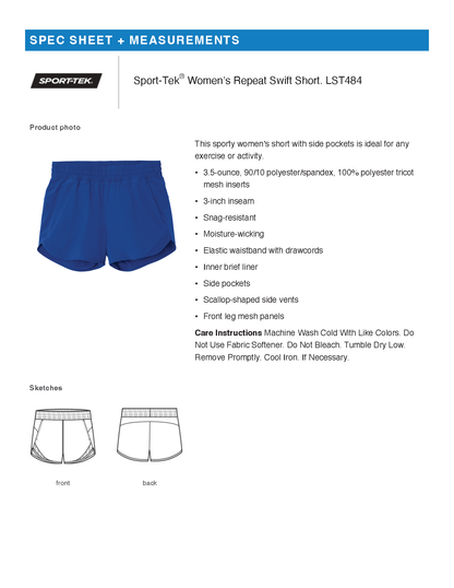 FiA Gear - Sport-Tek Women’s Repeat Swift Short