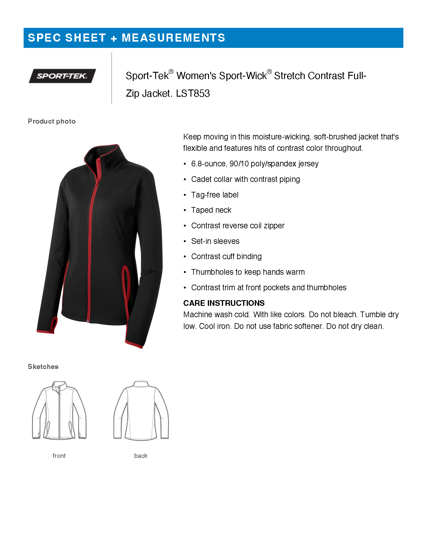 Strong Women - Sport-Tek Women's Sport-Wick Stretch Contrast Full-Zip Jacket