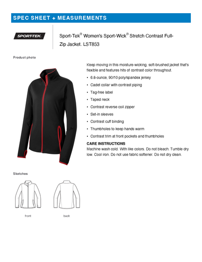 Strong Women - Sport-Tek Women's Sport-Wick Stretch Contrast Full-Zip Jacket