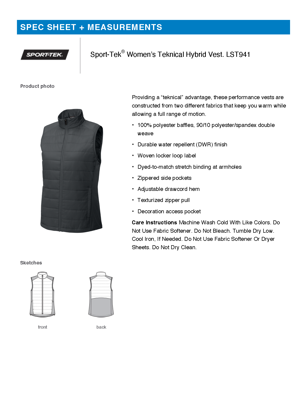 FiA - Embroidered SportTek Women’s Teknical Hybrid Vest