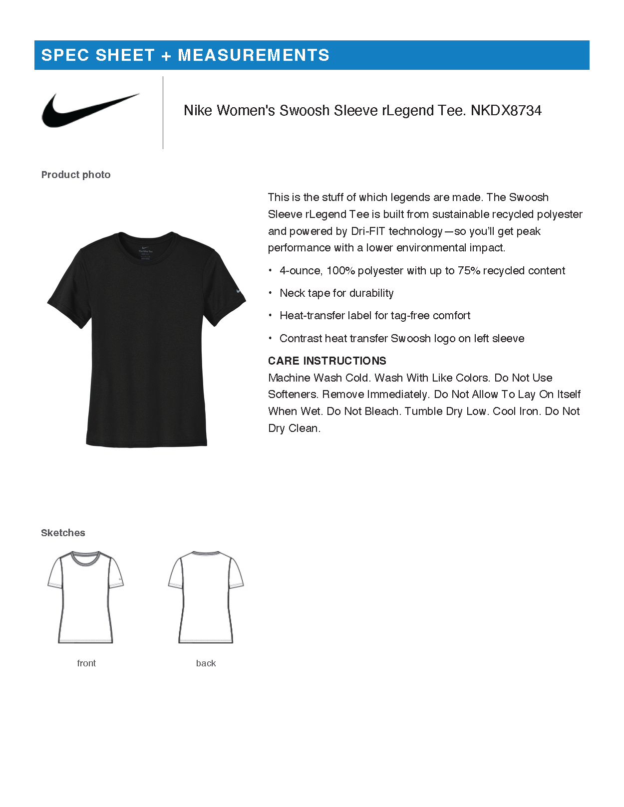 FiA Gear - Nike Women's Swoosh Sleeve rLegend Tee