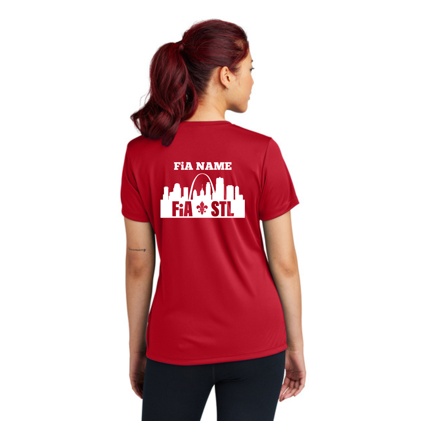 St. Louis, MO- PERSONALIZED Sport Tek V-Neck Short Sleeve Performance Tee