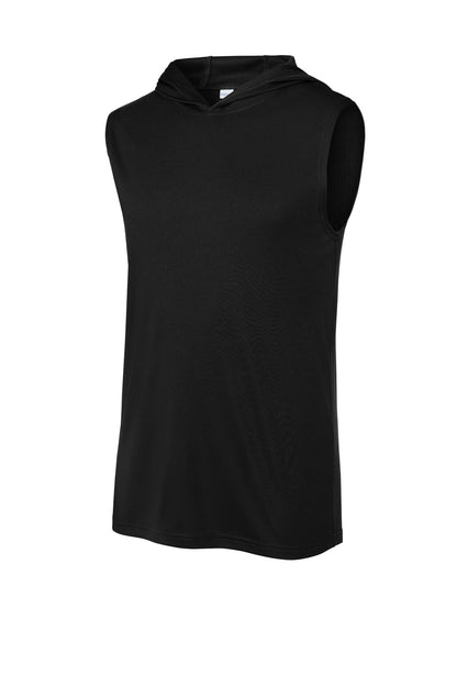 Sport-Tek Sleeveless Hoodie in Black — product-only front view