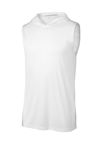 Sport-Tek Sleeveless Hoodie in White — product-only front view