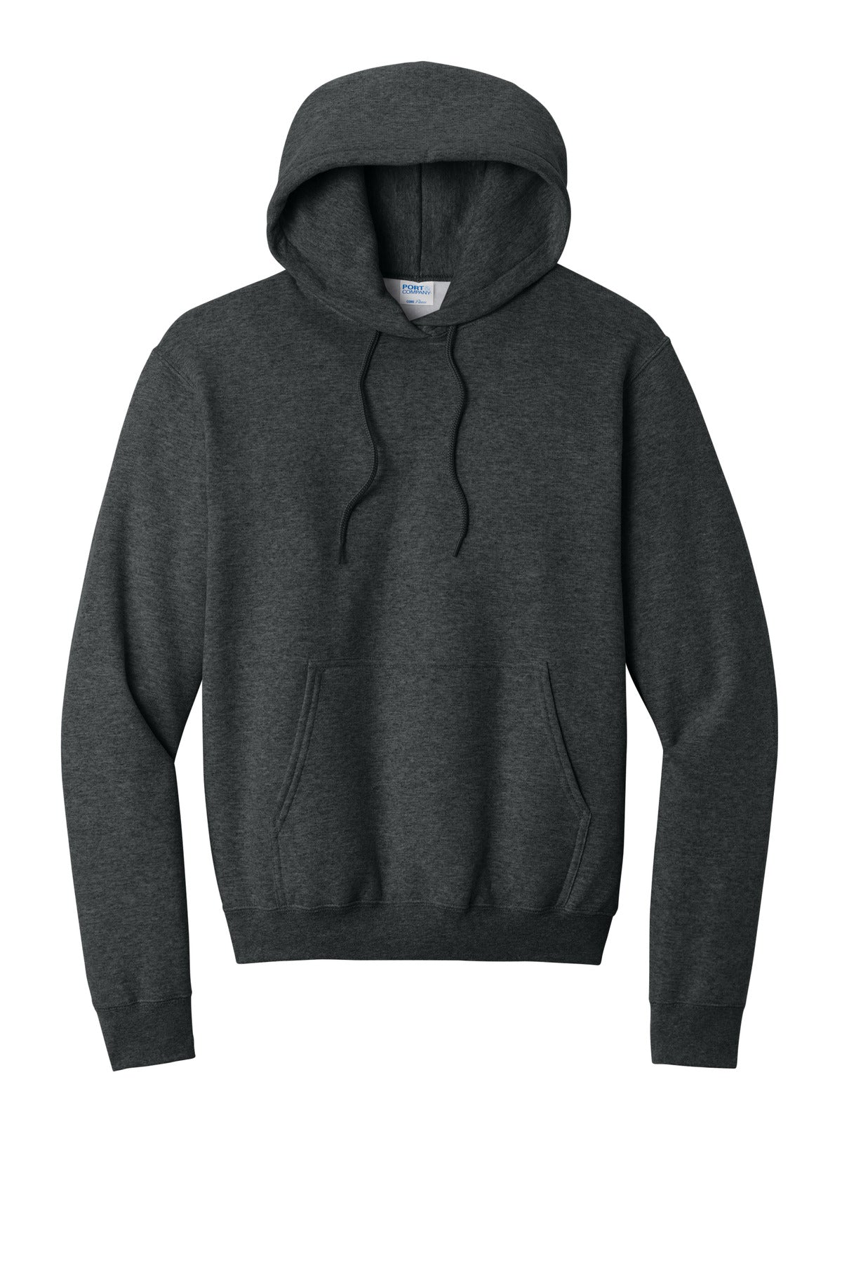 Core Fleece Hooded Sweatshirt in Black Heather — official garment color, front view