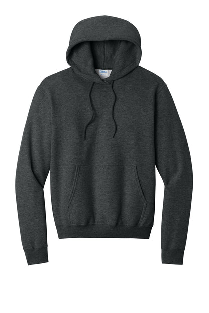 Core Fleece Hooded Sweatshirt in Black Heather — official garment color, front view