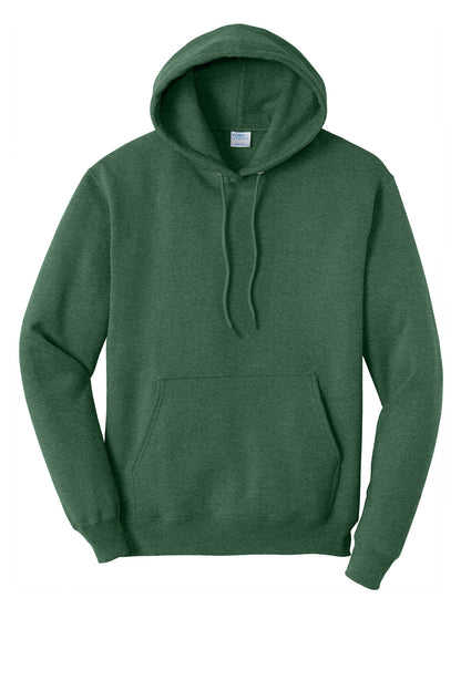 Core Fleece Hooded Sweatshirt in Forest Green Heather — official garment color, front view