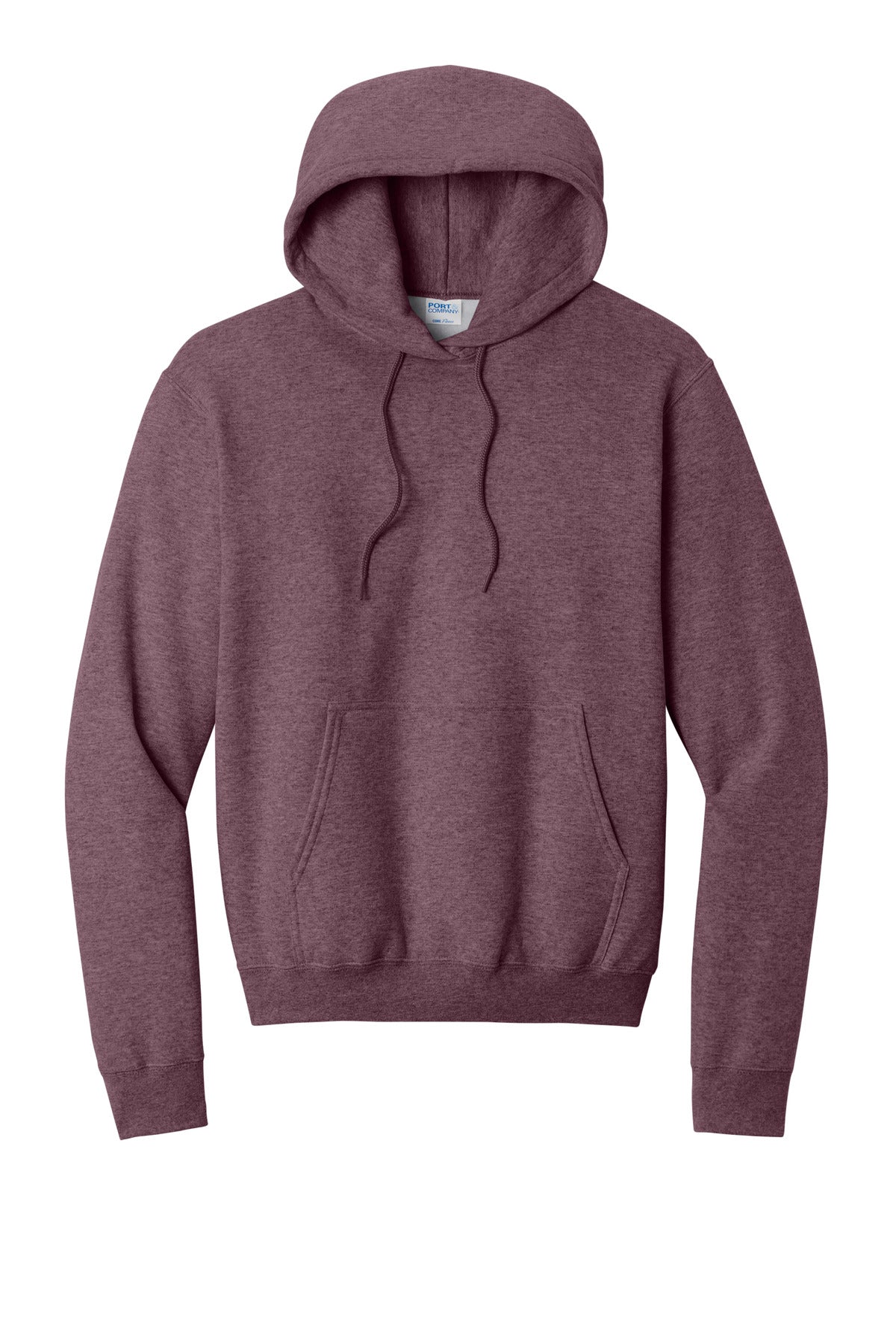 Core Fleece Hooded Sweatshirt in Heather Athletic Maroon — official garment color, front view
