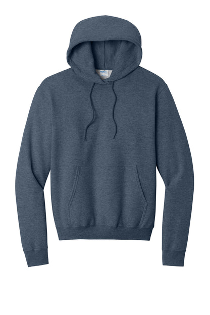 Core Fleece Hooded Sweatshirt in Heather Navy — official garment color, front view