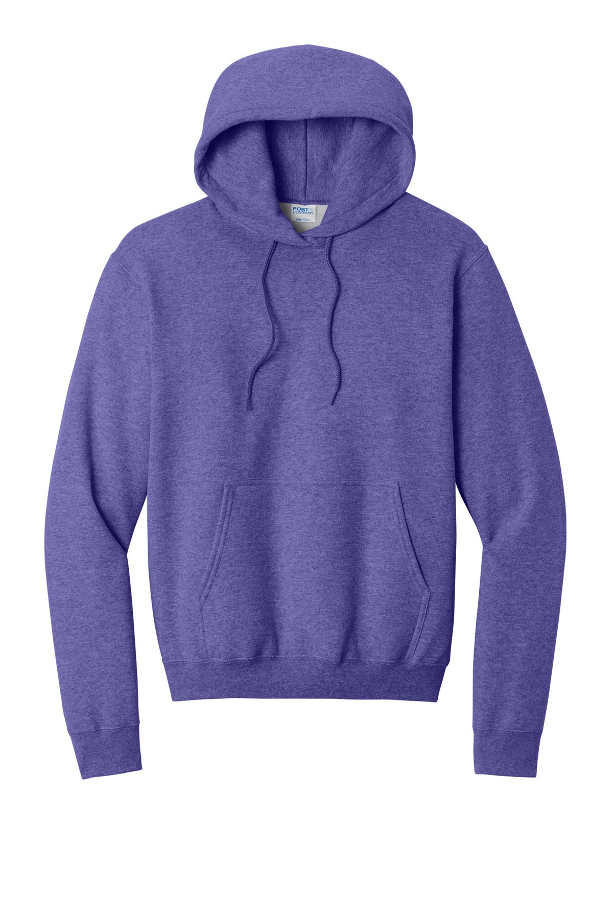 Core Fleece Hooded Sweatshirt in Heather Purple — official garment color, front view