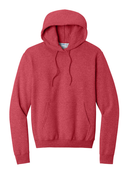 Core Fleece Hooded Sweatshirt in Heather Red — official garment color, front view