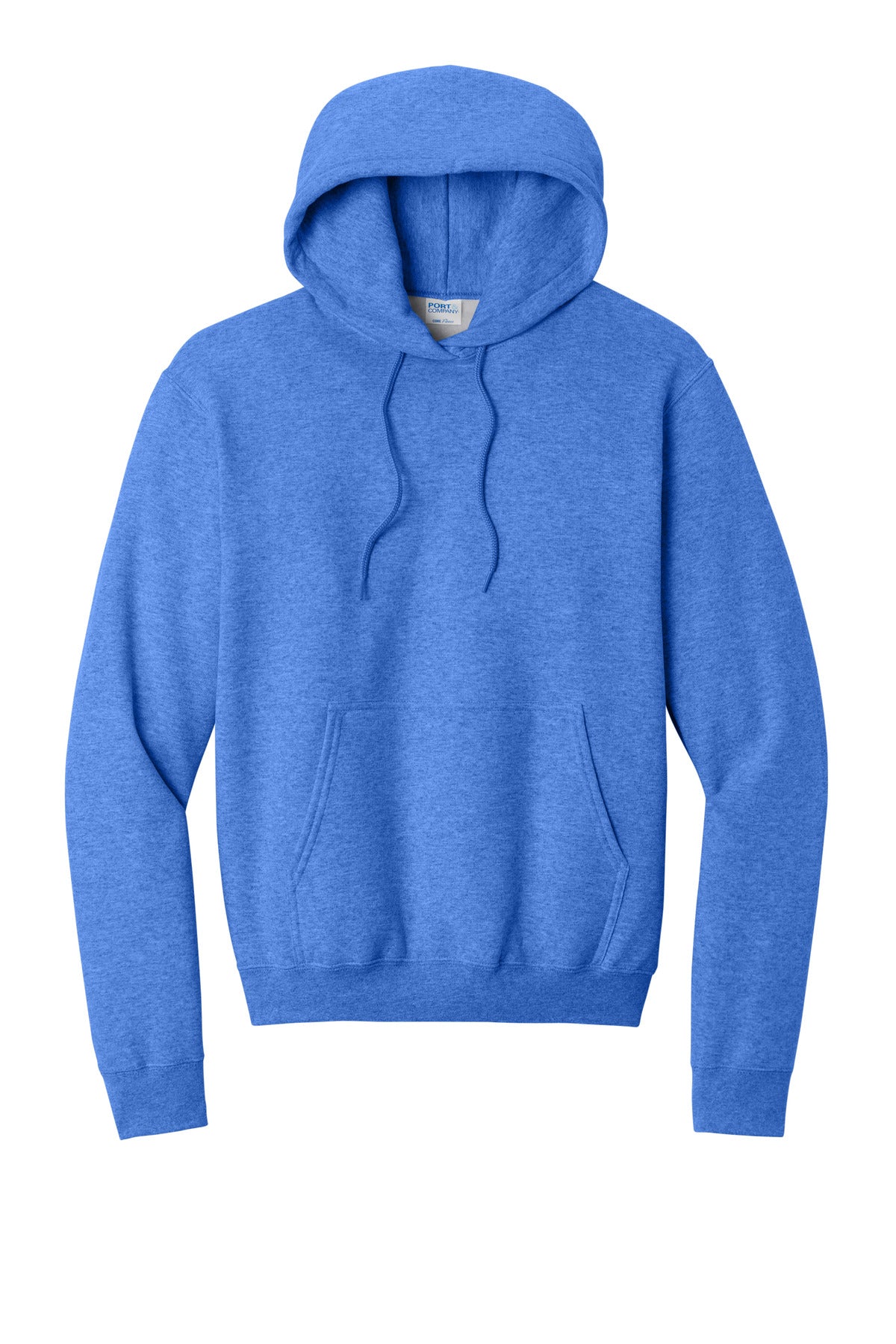 Core Fleece Hooded Sweatshirt in Heather Royal — official garment color, front view