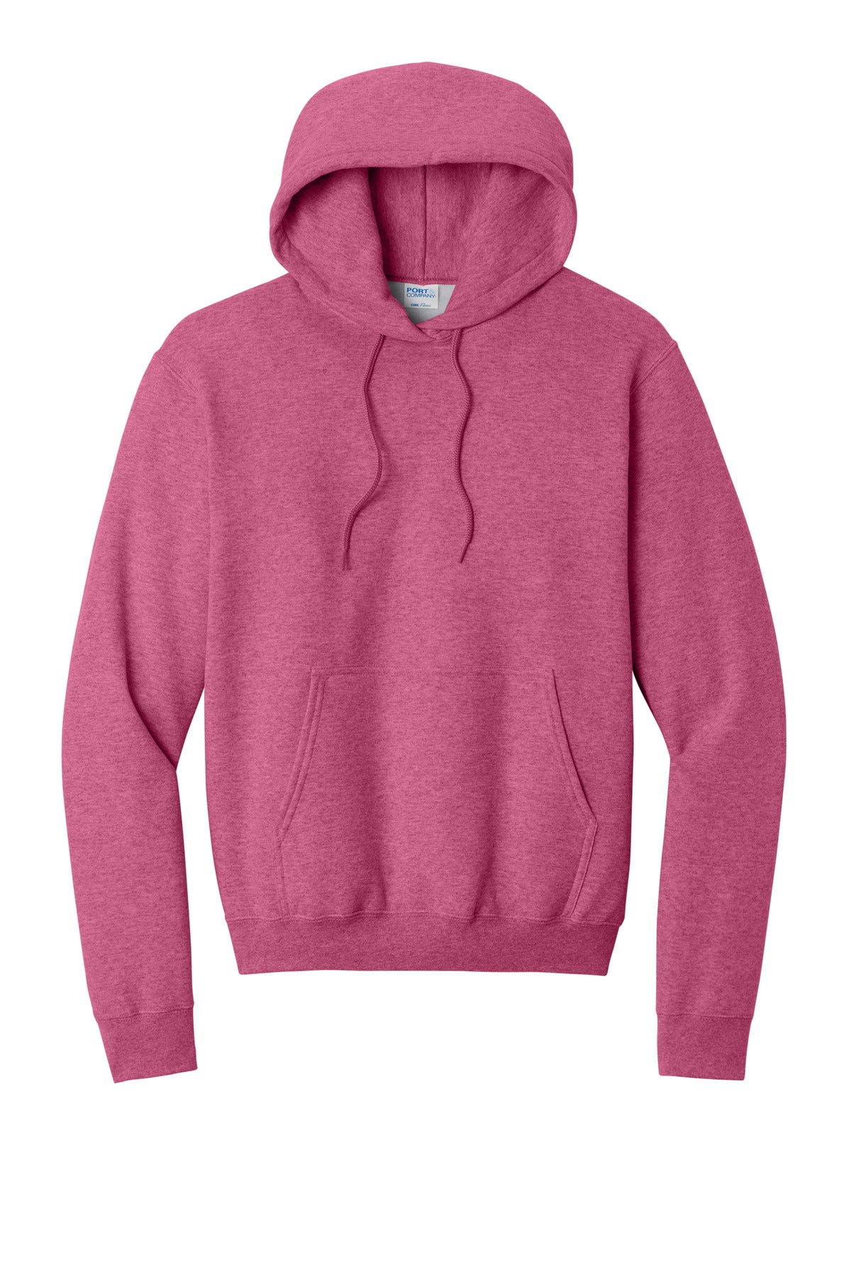 Core Fleece Hooded Sweatshirt in Heather Sangria — official garment color, front view