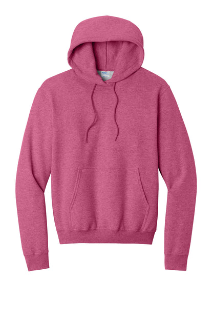 Core Fleece Hooded Sweatshirt in Heather Sangria — official garment color, front view