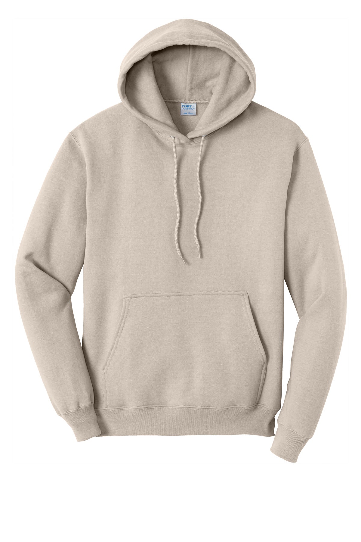 Core Fleece Hooded Sweatshirt in Light Sand — official garment color, front view