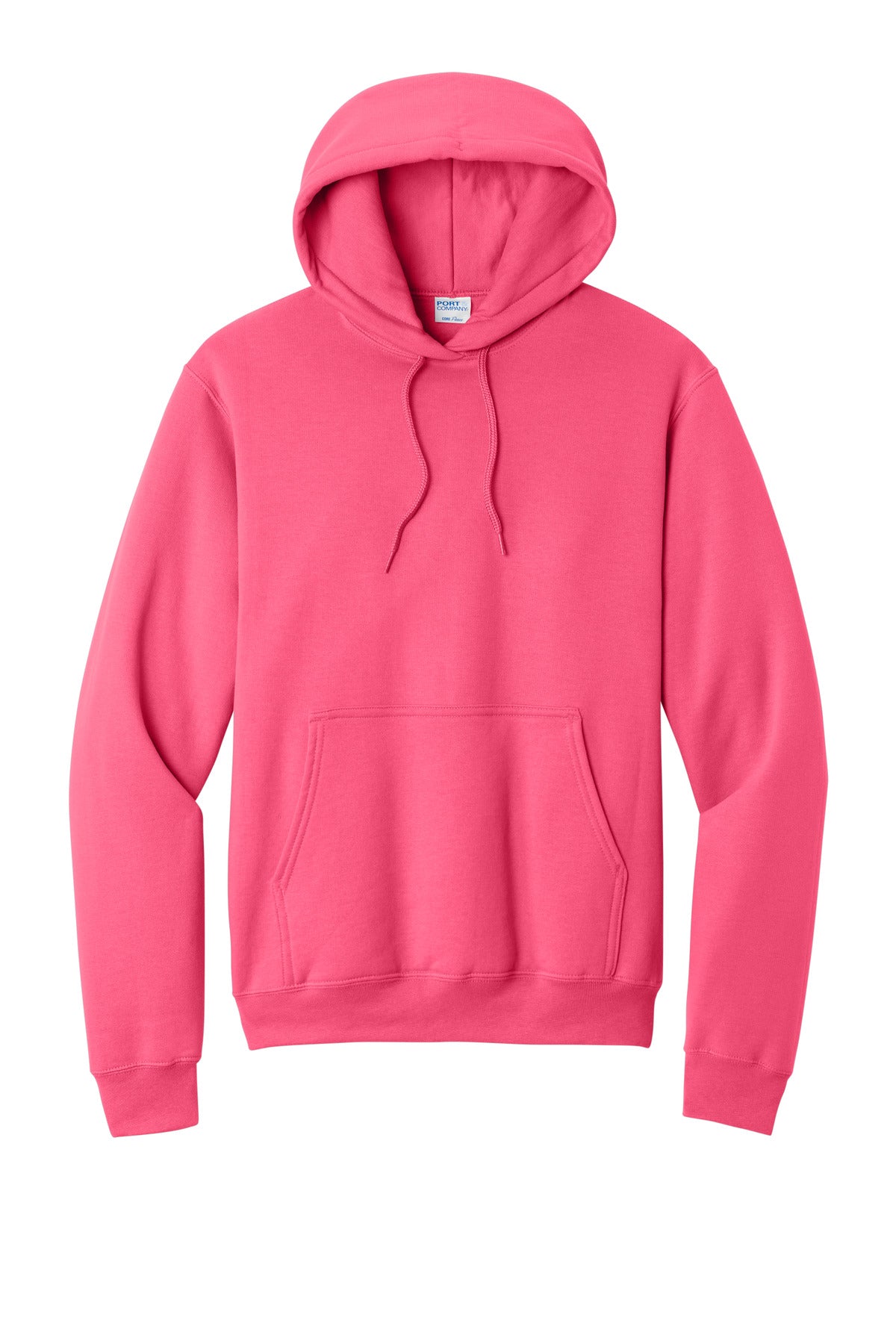 Core Fleece Hooded Sweatshirt in Neon Pink — official garment color, front view