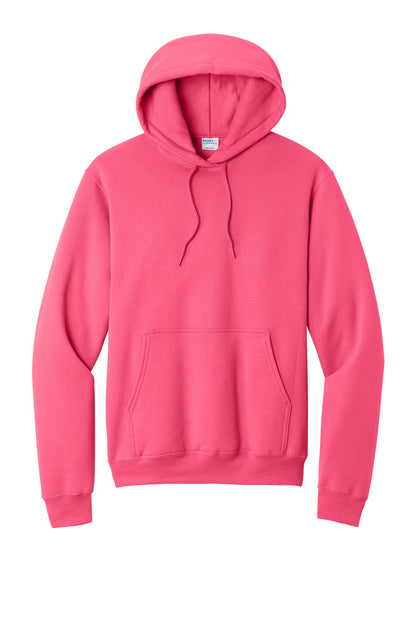 Core Fleece Hooded Sweatshirt in Neon Pink — official garment color, front view