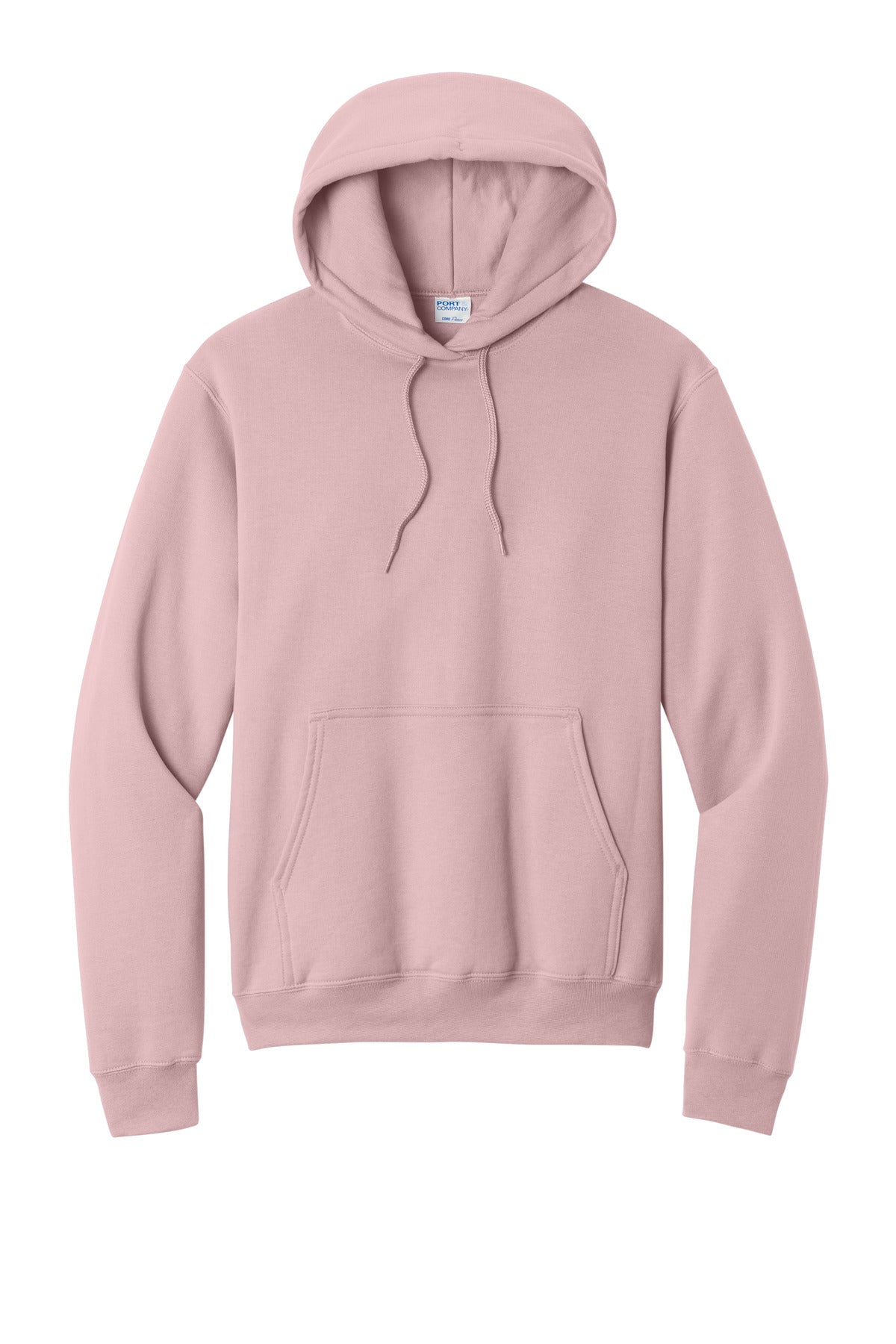 Core Fleece Hooded Sweatshirt in Pale Blush — official garment color, front view