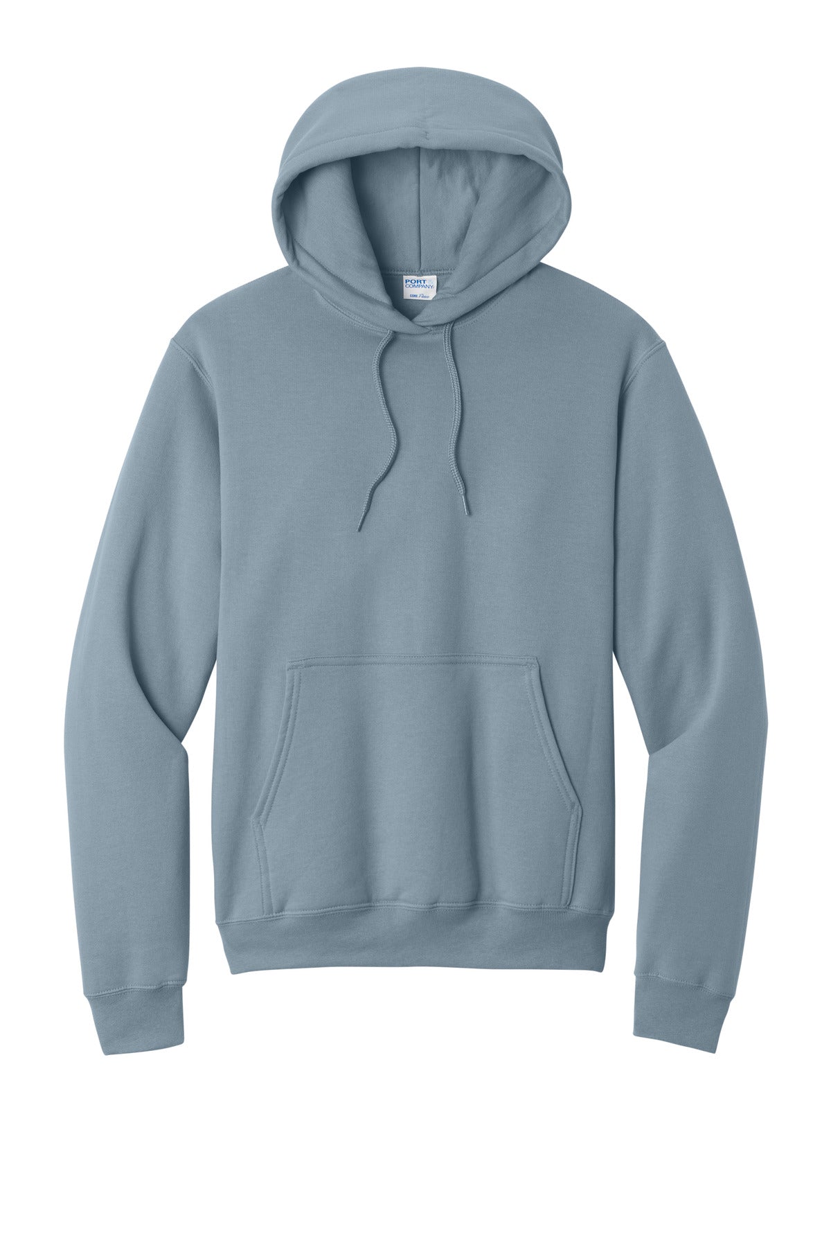 Core Fleece Hooded Sweatshirt in Stonewashed Blue — official garment color, front view
